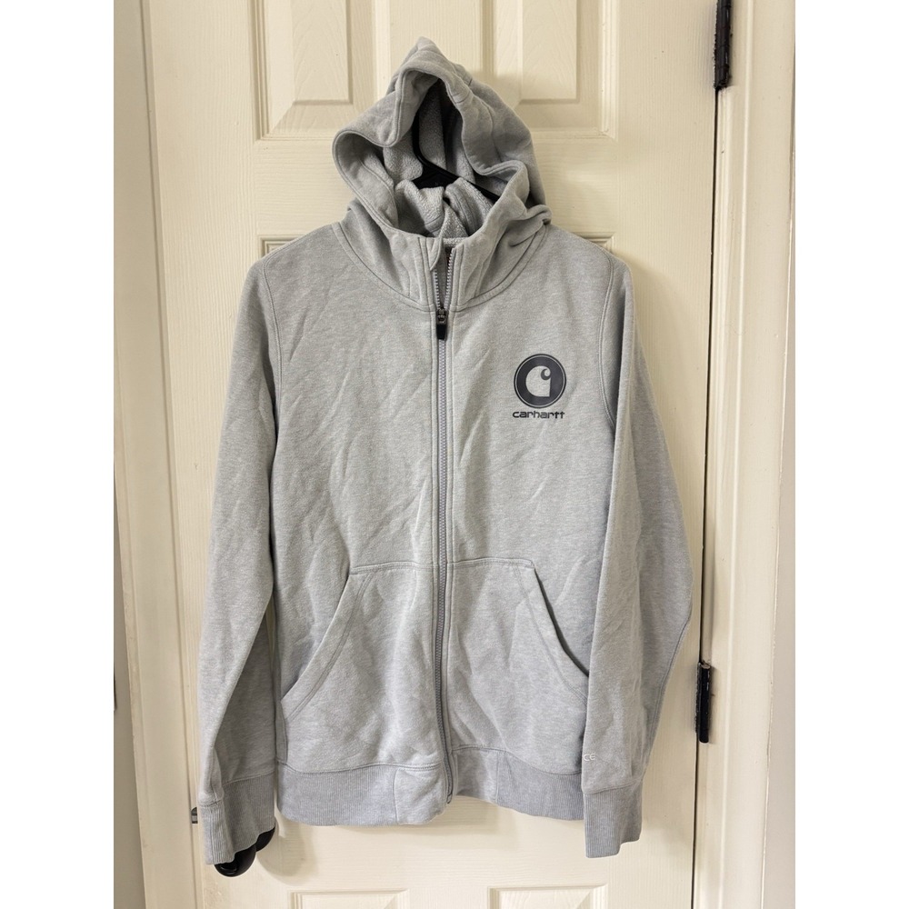 Carhartt Force Boys Gray Full Zip Hoodie M with Pockets Long Sleeve